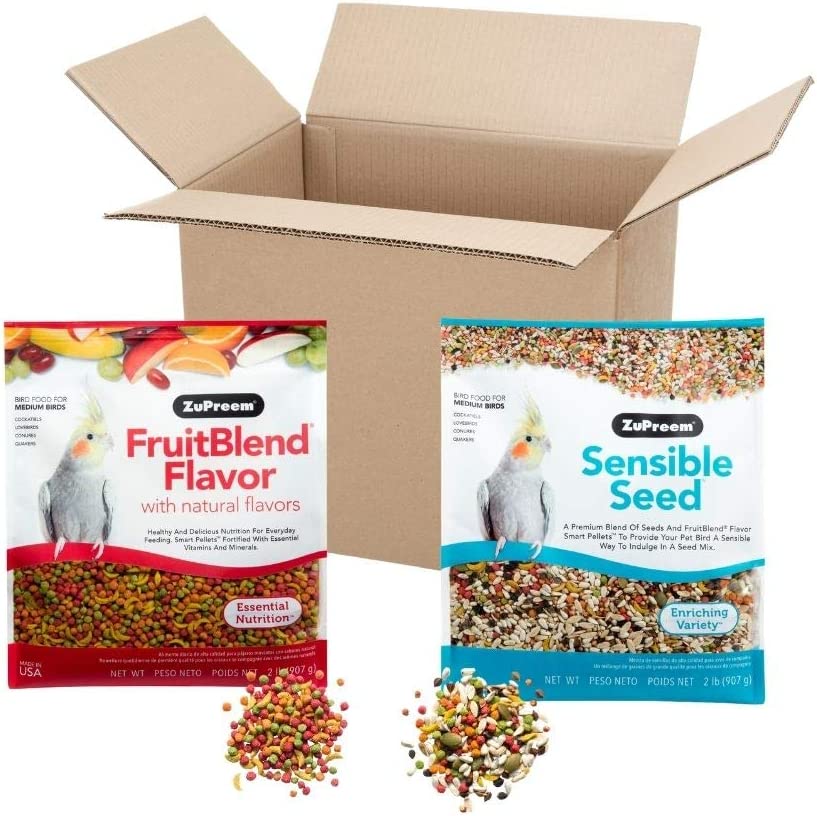 ZuPreem Bundle FruitBlend Flavor Pellets & Sensible Seed for Medium Birds