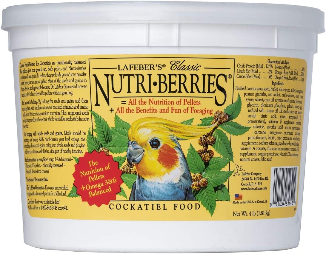 LAFEBER'S Classic Nutri-Berries Pet Bird Food, Made with Non-GMO and Human-Grade Ingredients, for Cockatiels, 4 lb