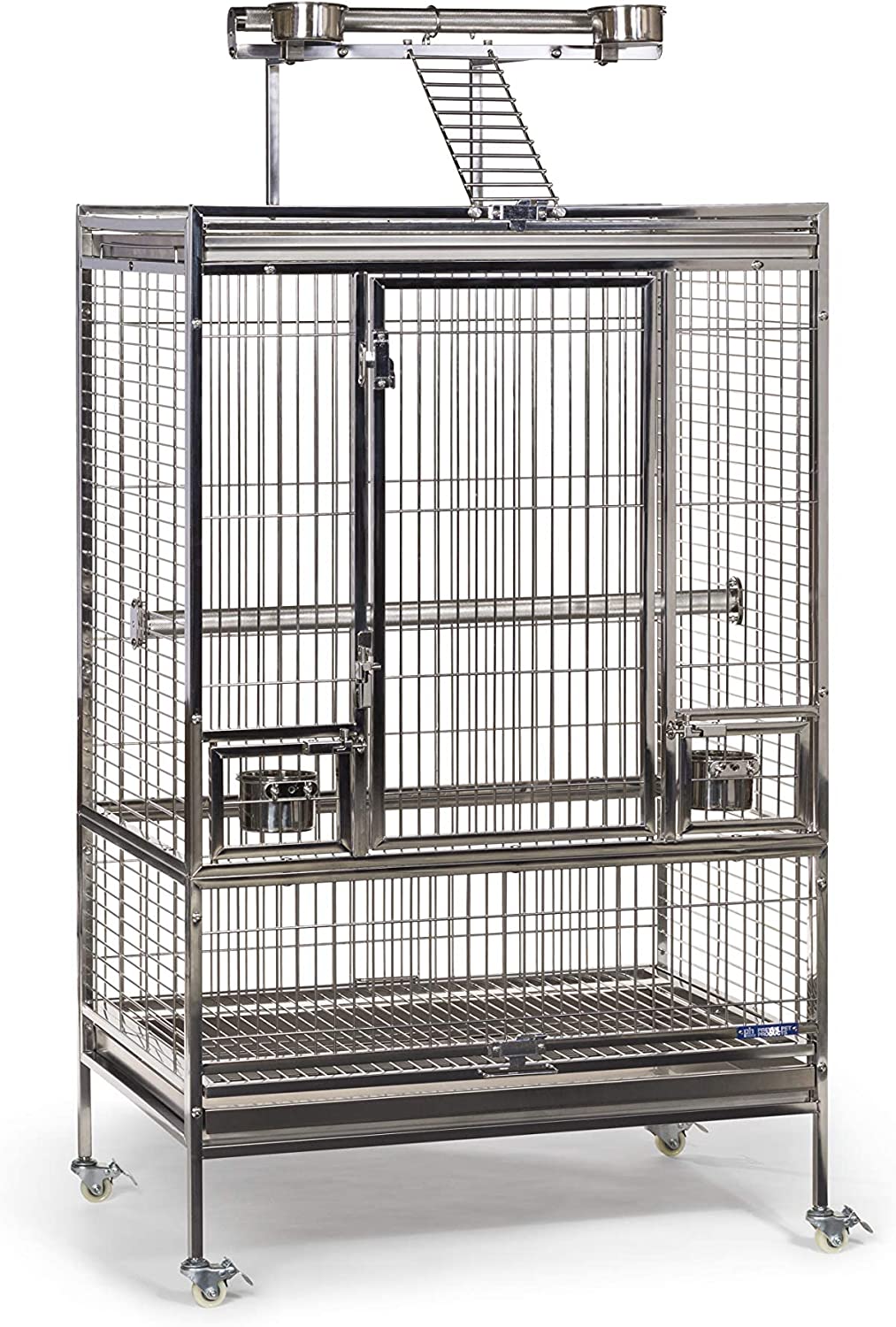 Prevue Pet Products Large Stainless Steel Play Top Bird Cage, Rust Resistant Metal Cage for Birds with Rooftop Ladder and Playtop