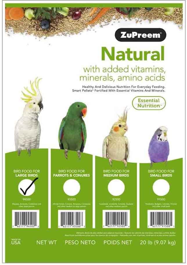 ZuPreem Natural Bird Food Pellets for Large Birds