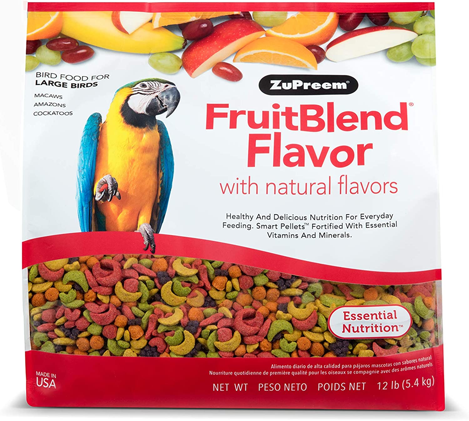 ZuPreem FruitBlend Flavor Pellets Bird Food for Large Birds